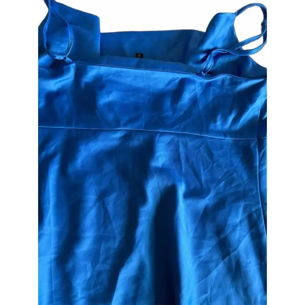 Dynamite Royal Blue Satin Cowl Neck Dress - Size Medium - Picture 4 of 4